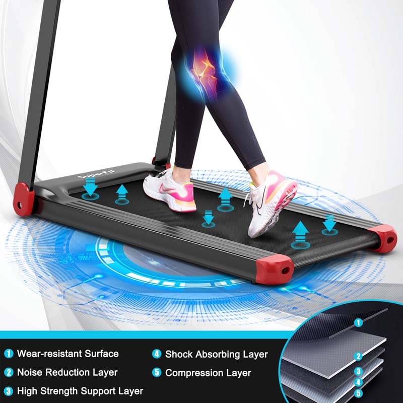 2.25HP Electric Folding Treadmill Smart APP Control Walking Running Machine with HD LED Display & Device Holder