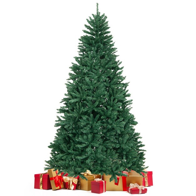 Tangkula 7.5ft Artificial Xmas Tree Hinged Fake Xmas Tree With 2254 Pvc Branch Tips Foldable Metal Stand