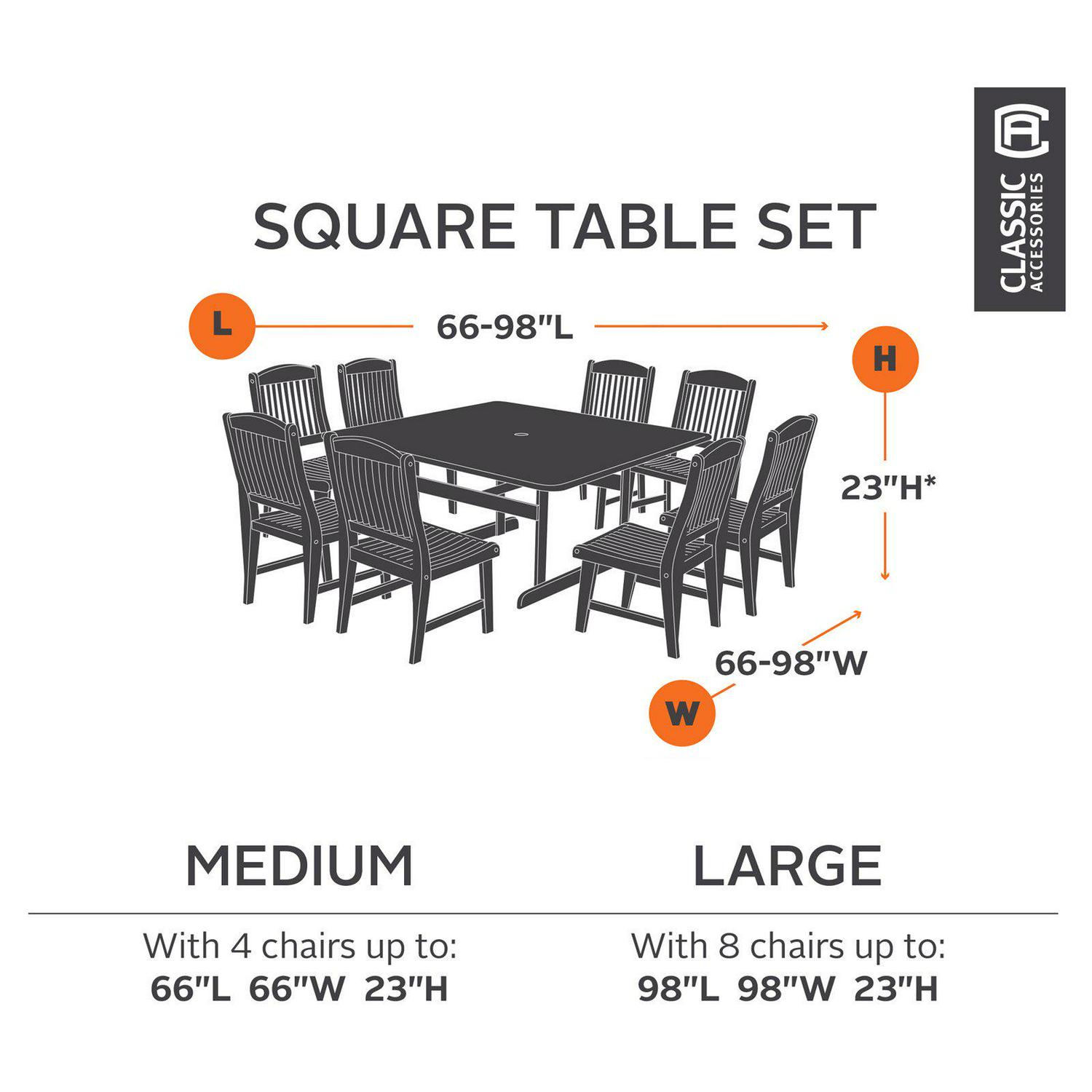 Classic Accessories Ravenna WaterResistant 98 Inch Square Patio Table and Chair Set Cover  Crowdfused