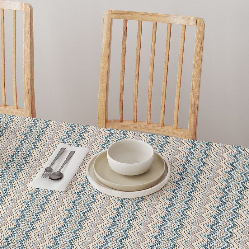 Square Tablecloth， 100% Cotton， 60x60， Boho Chevron