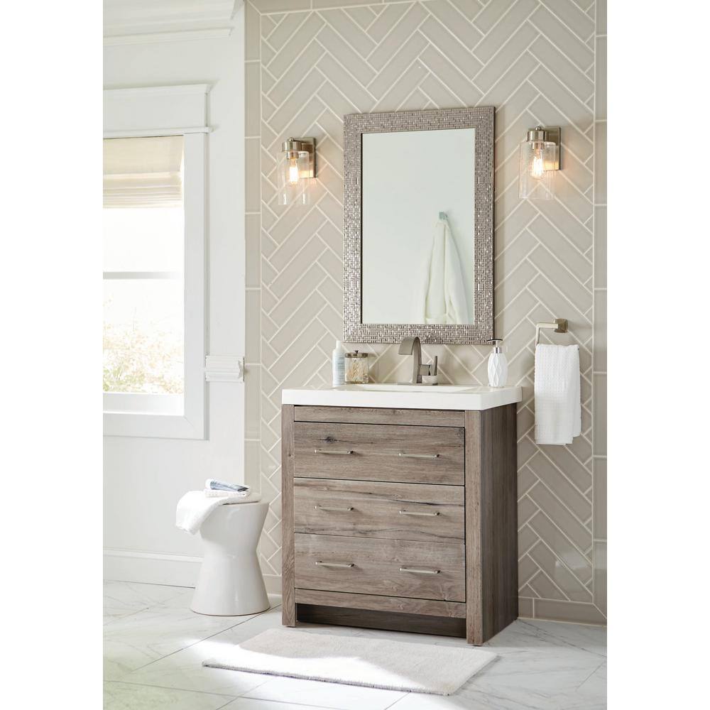 Glacier Bay Woodbrook 31 in. W x 19 in. D Bath Vanity in White Washed Oak with Cultured Marble Vanity Top in White with White Sink WB30P2-WO