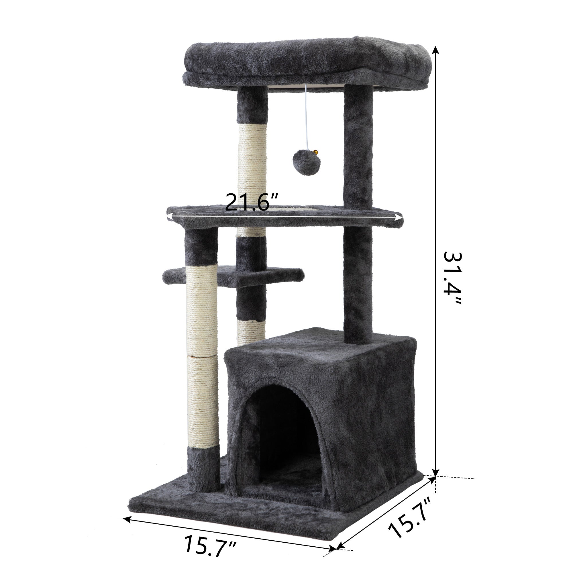 Double Level Cat Tree Stand House Furniture Kittens Activity Tower Posts Kitty Pet Play House