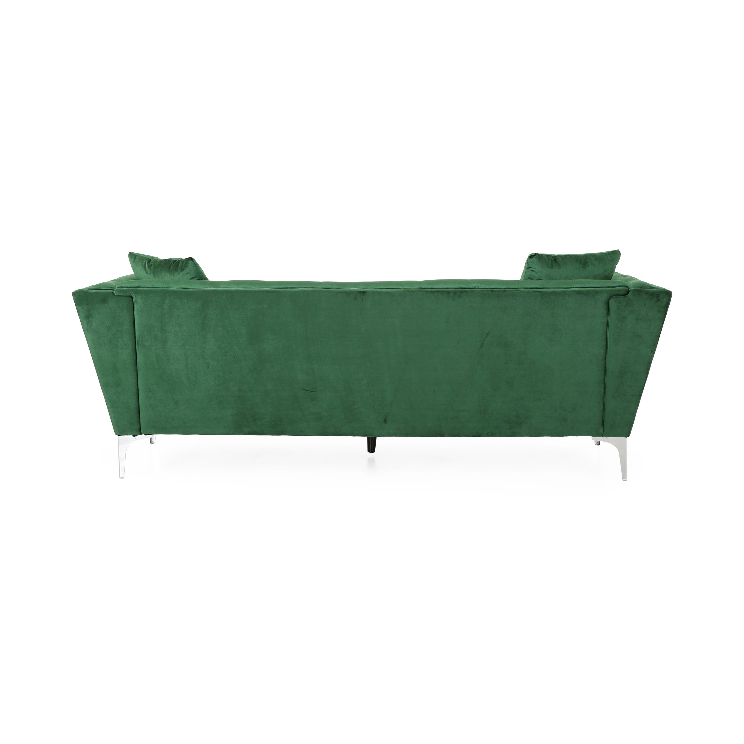 Noble House Emilio Velvet Sofa, Emerald, Silver