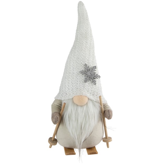 Winter Ski Gnome With Snowflake Hat Christmas Tabletop Decoration