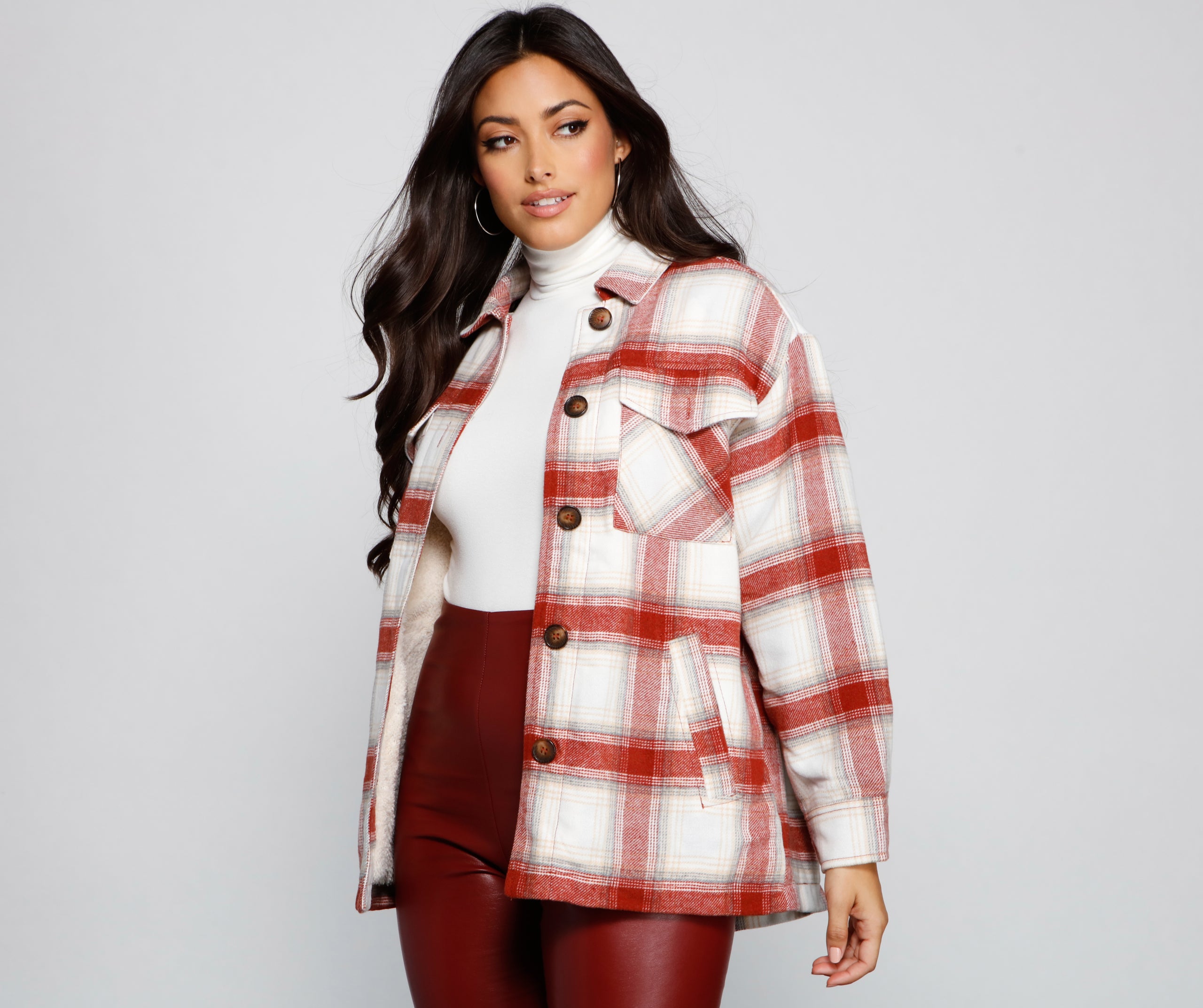 Falling For Cozy Vibes Plaid Sherpa Jacket