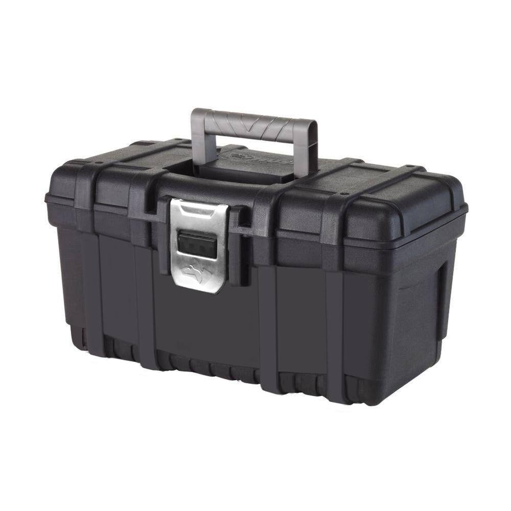 Husky 16 in. Plastic Portable Tool Box with Metal Latch (1.6 mm) in Black THD2015-03