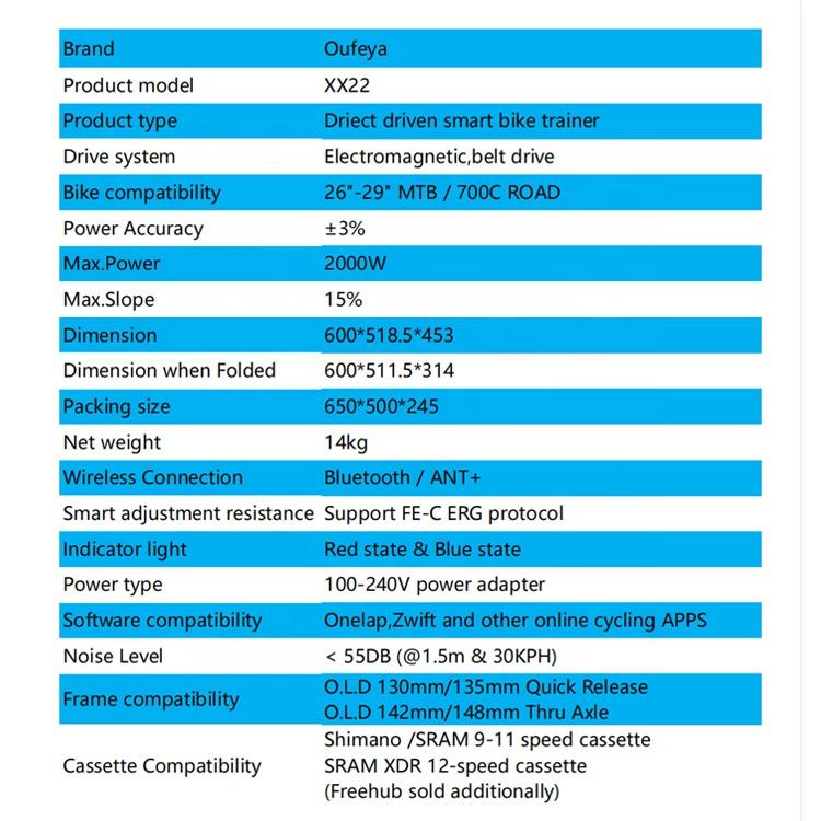 XX22 Oufeya ANT+ Smart Indoor Power Bike Trainer with Cassette Installed for  Onelap Online Cycling