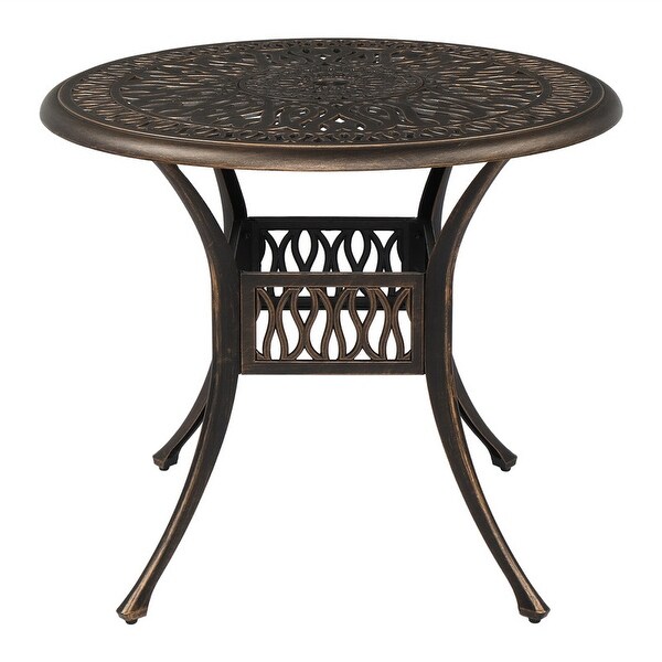 35 in. Outdoor Patio Round Cast Aluminum Table