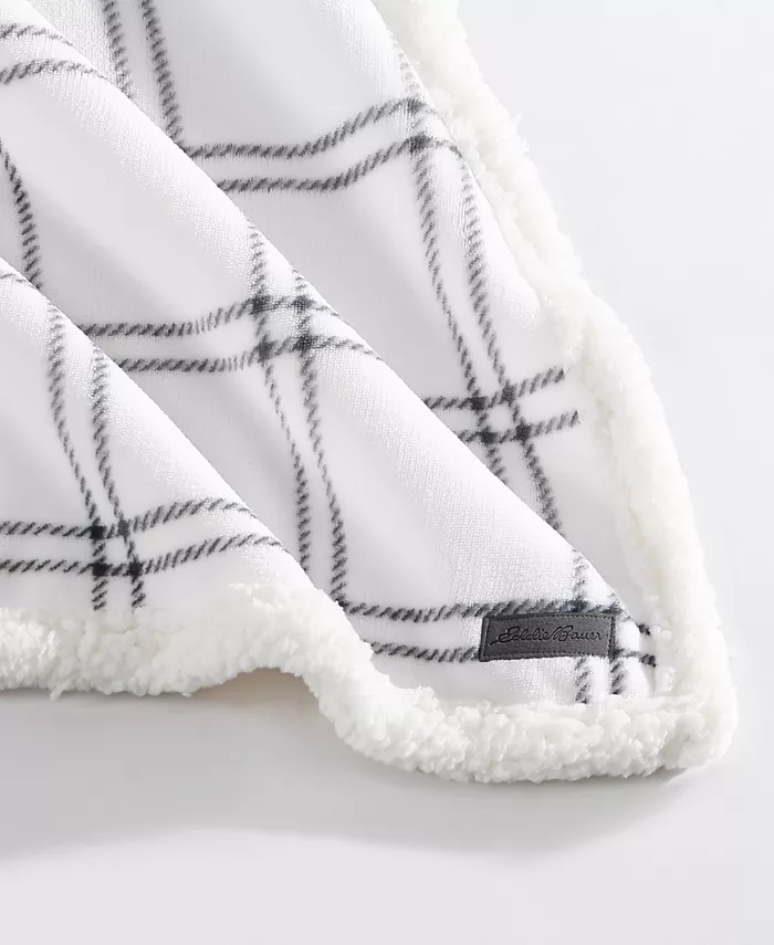 Eddie Bauer Kettle Falls Grey Ultra Soft Plush Fleece Reversible Blanket， Twin