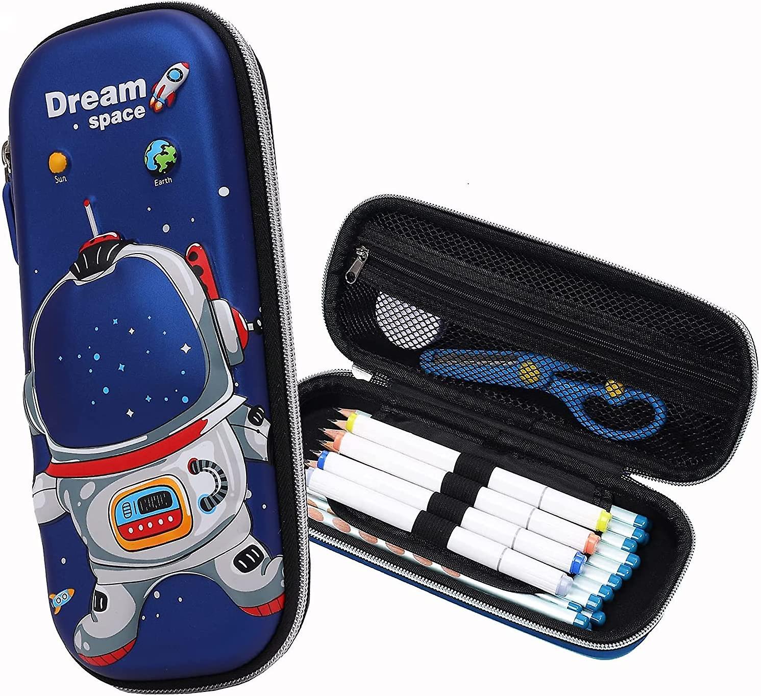 Astronaut Pencil Case For Boys， 3d Pen Pouch Stationery Pencil Box， Large Capacity Multi Compartment (blue Astronaut)