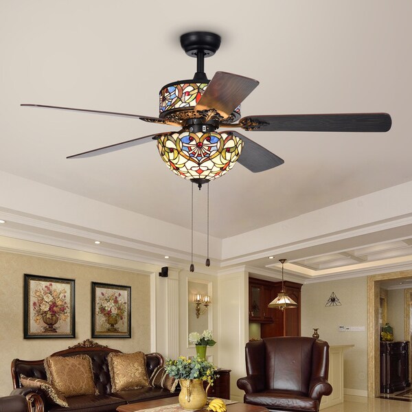 Ransoe 6-Light Blue Heart  5-Blade 52-Inch Matte Black Ceiling Fan Shopping - The Best Deals on Ceiling Fans | 25504955