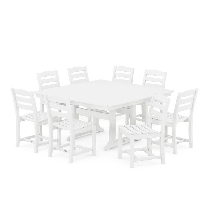 Polywood La Casa Café 9-Piece Nautical Trestle Dining Set PWS738-1