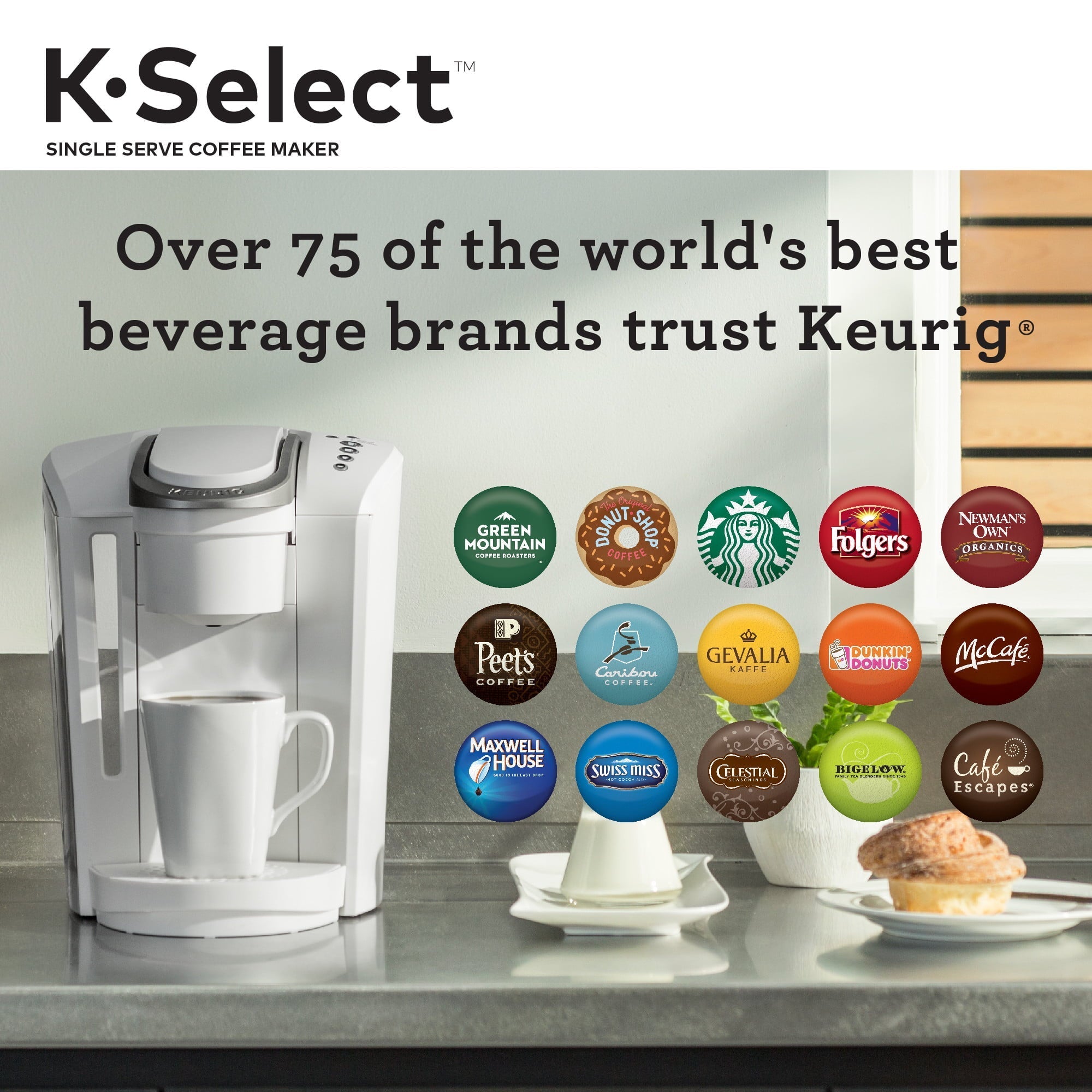 Keurig K-Select Single-Serve K-Cup Pod Coffee Maker, Matte White