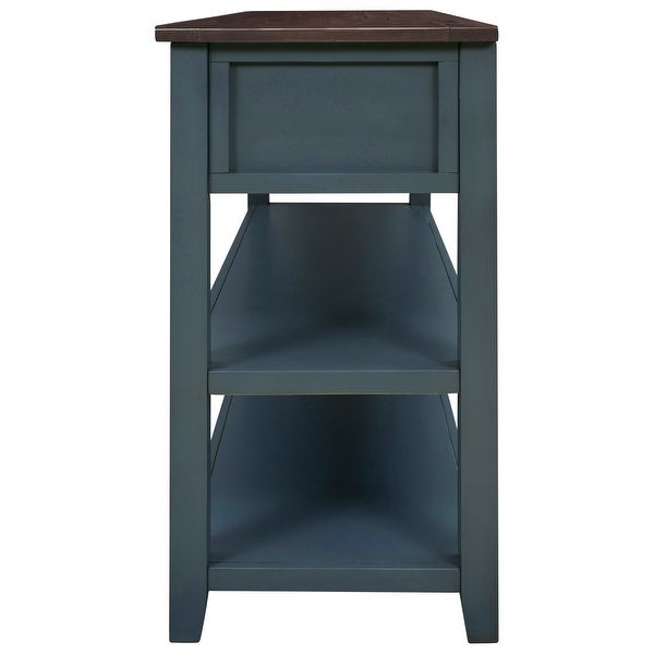 Navy 3-drawer Entryway Console Table with 2-Tier Open Shelves