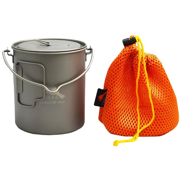 Toaks 750ml Ultralight Titanium Camping Cook Pot With Bail Handle And Lid