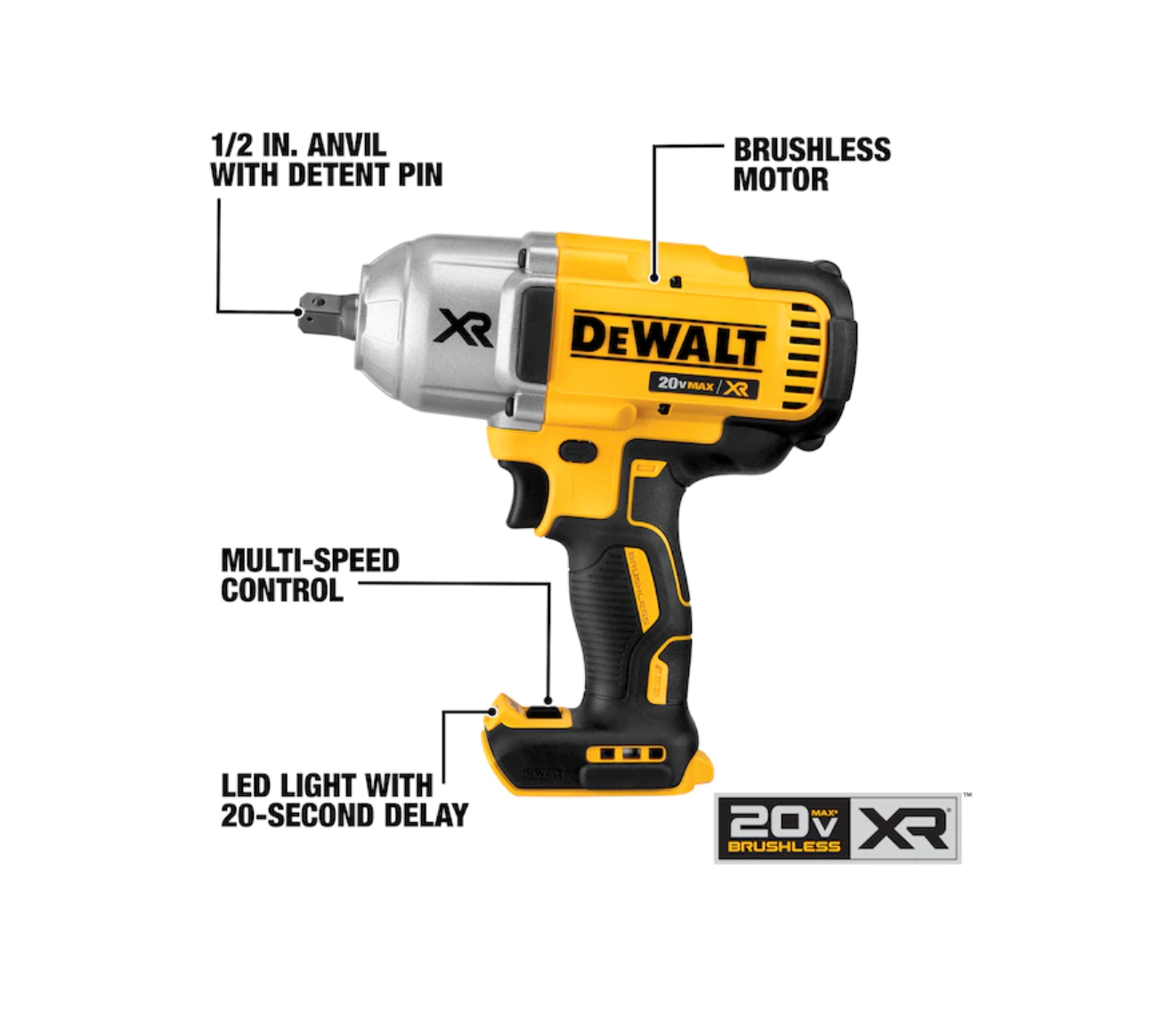 DEWALT DCF899M1 Xr 20-volt Max Variable Speed Brushless 1/2-in Drive Cordless Impact Wrench