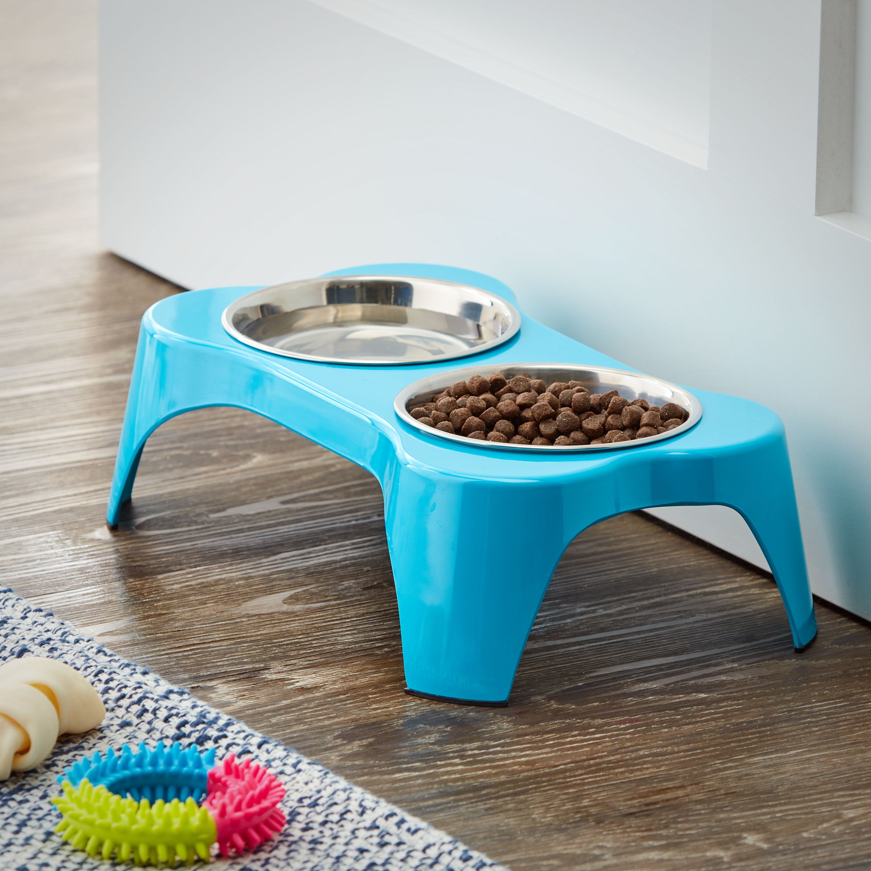 Vibrant Life Elevated Dog Bowls, Teal, Medium