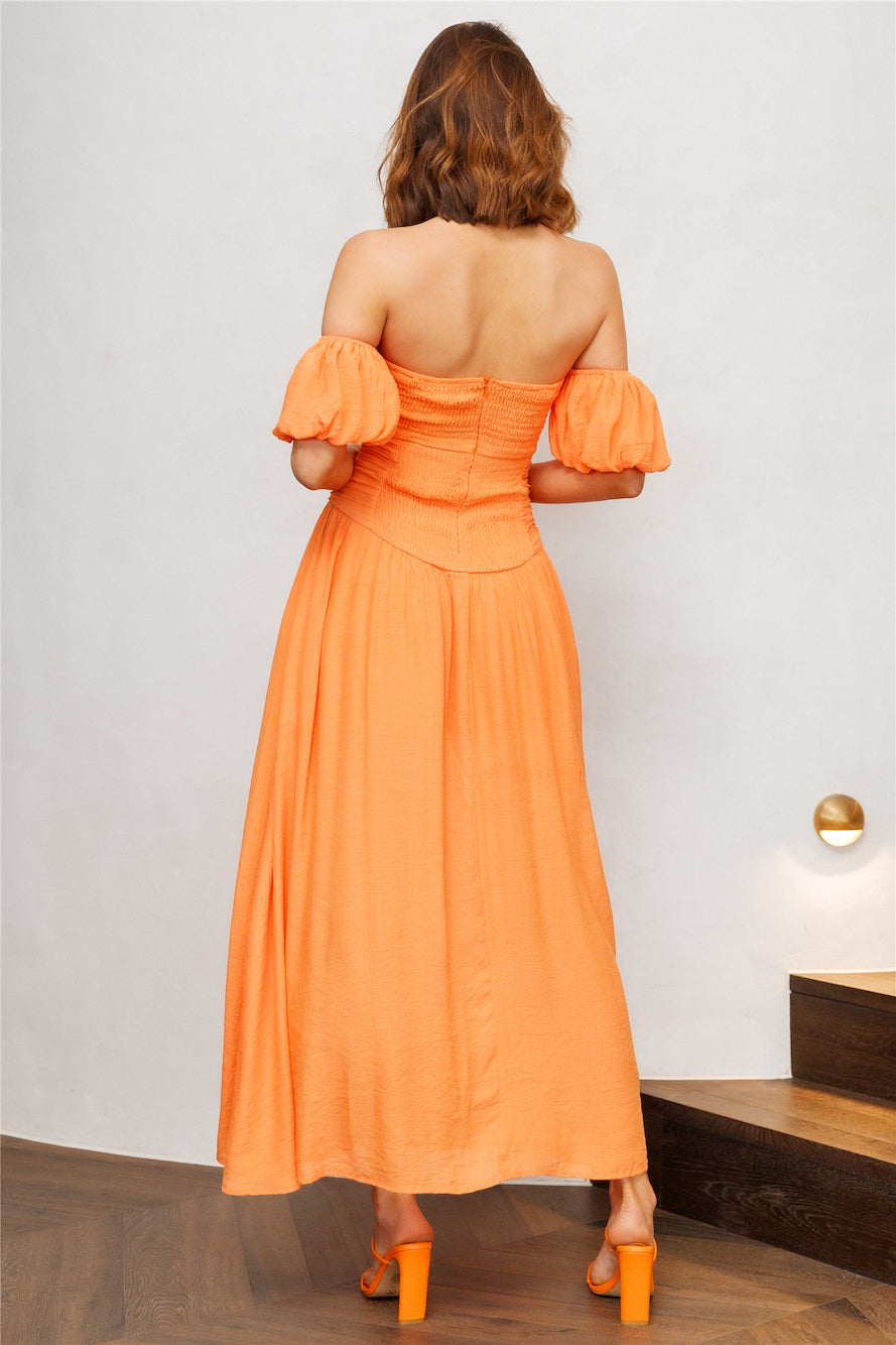 Nightly Dates Midi Dress Orange