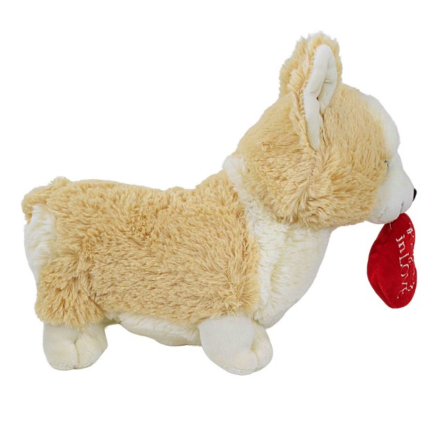 Ganz Royally In Love Corgi One Plush Dog 7 0 Inches Dog Red Heart Hv9564 Polyester Beige