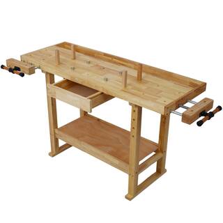 55 in. Wood Workbench Tool Storage Work Bench Workshop Tools Table with Drawer Workbench6