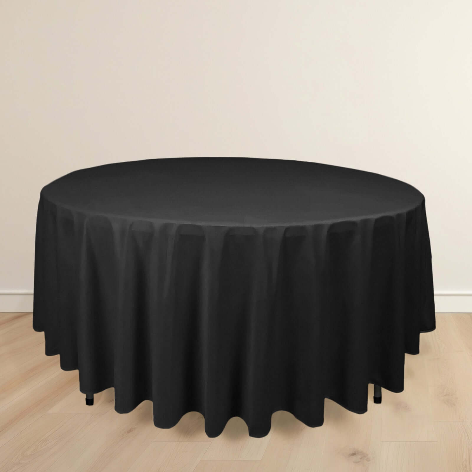 Black Premium Scuba Round Tablecloth, Wrinkle Free Seamless Polyester Tablecloth - 108