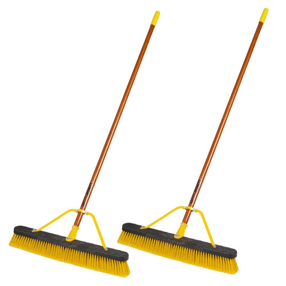 Quickie Job Site 24 in. Multi-Surface IndoorOutdoor Push Broom (2-Pack) 857JSHDSU-2