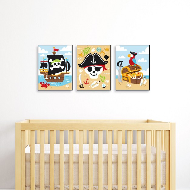 Big Dot Of Happiness Pirate Ship Adventures Nautical Skull And Treasure Chest Nursery Wall Art And Kids Room Decor 7 5 X 10 Inches Set Of 3 Prints