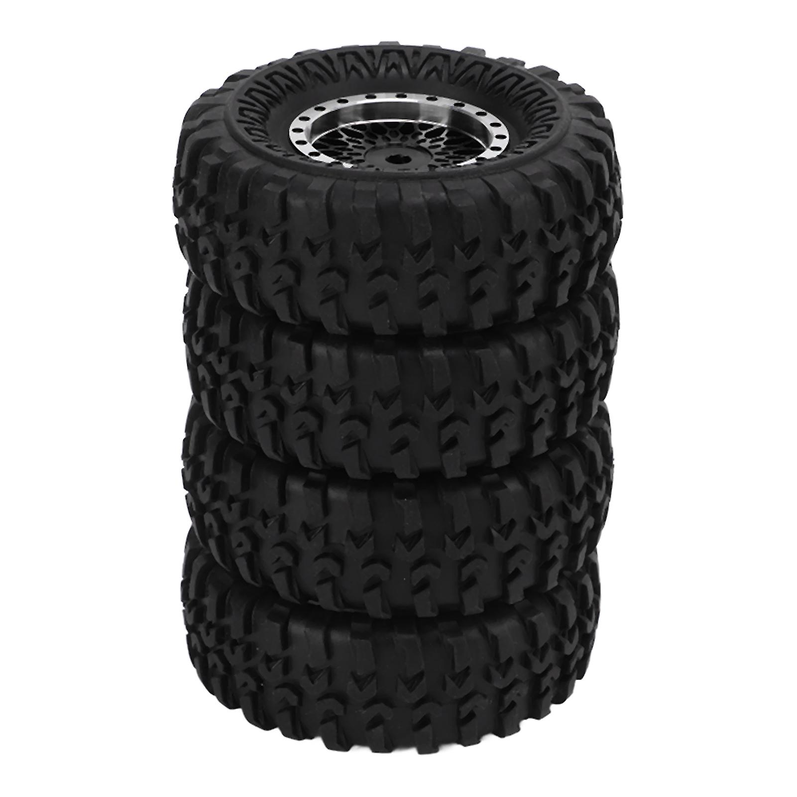 4pcs Rc Vehicle Micro Wheelset Mesh Wheels Rim Tires 55mm For Axial Scx24 Axi90081 Axi00001 Axi00002 1/24 Rc Carblack