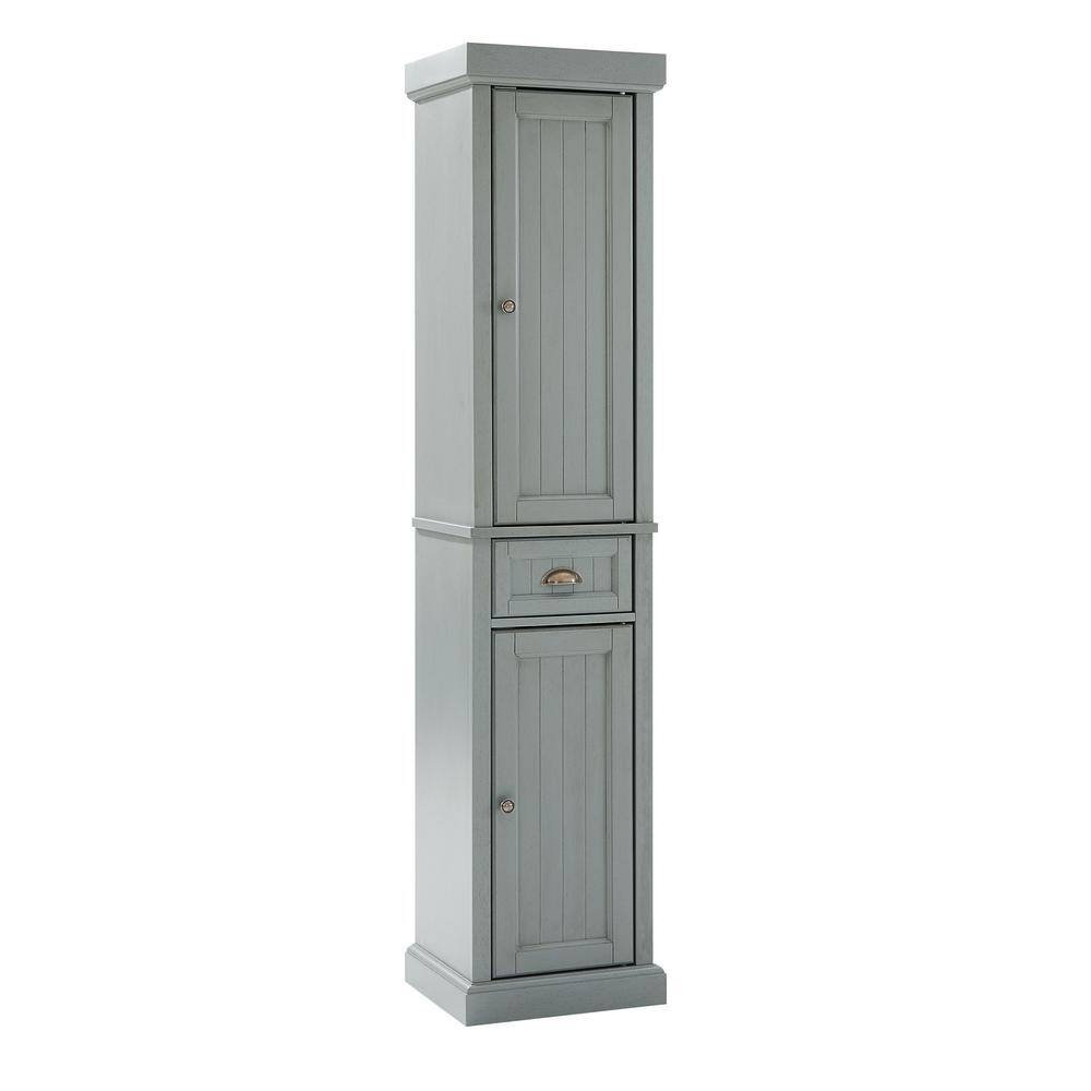 CROSLEY FURNITURE Seaside 16 in. W x 14 in. D x 72 in. H Linen Cabinet in Gray CF7019-GY