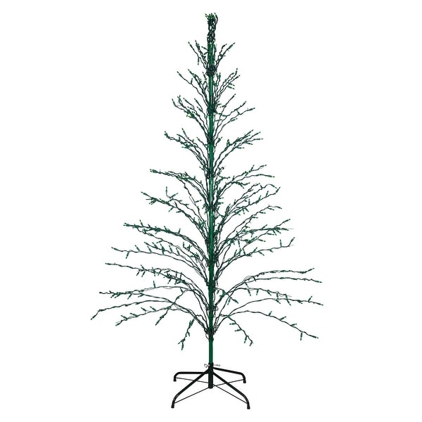 6' Green Cascade Twig Tree Christmas Outdoor Decor Green Lights