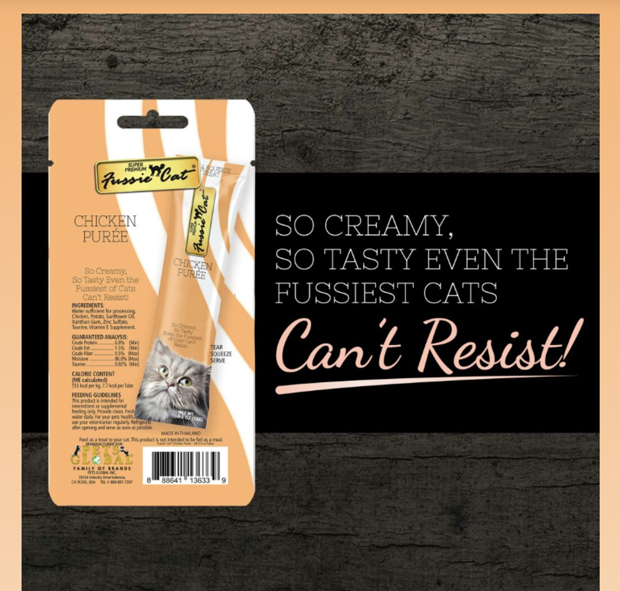 Fussie Cat Chicken Puree， 4ct