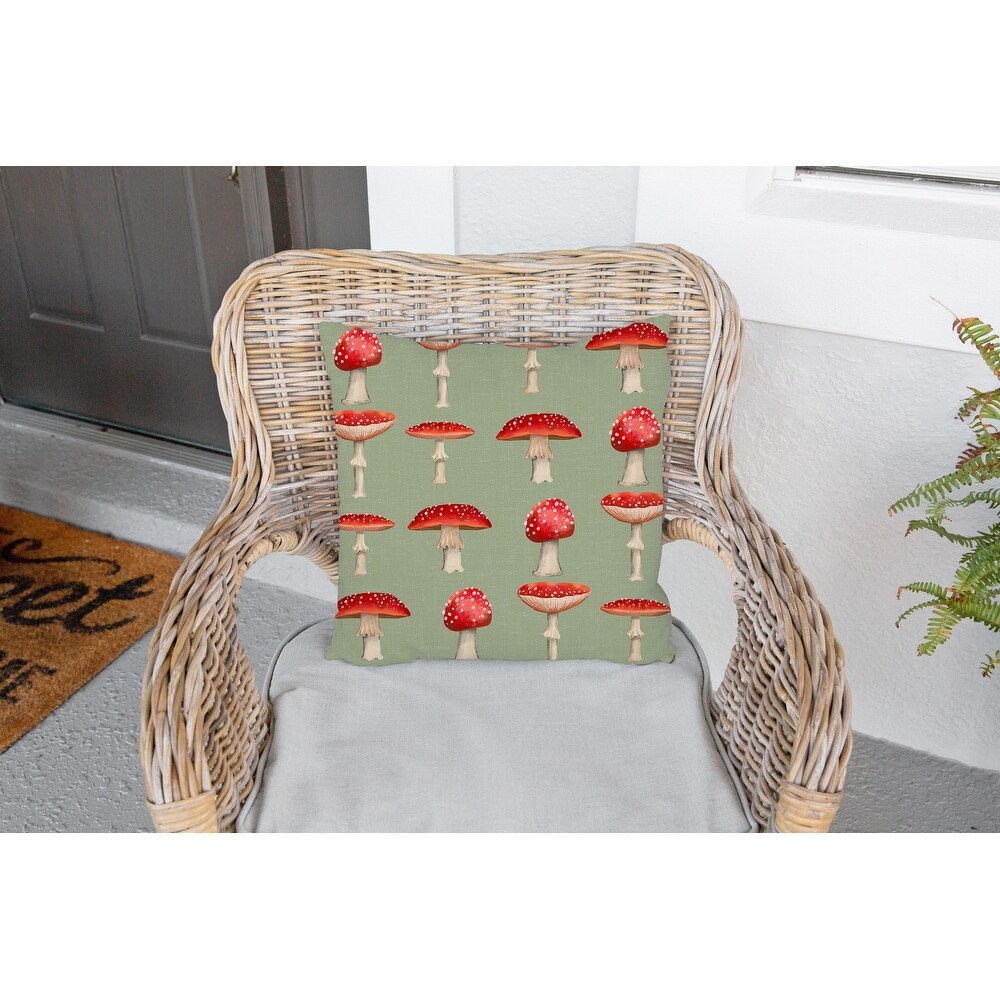 MUSHROOM LINE UP SAGE Outdoor Pillow By Kavka Designs