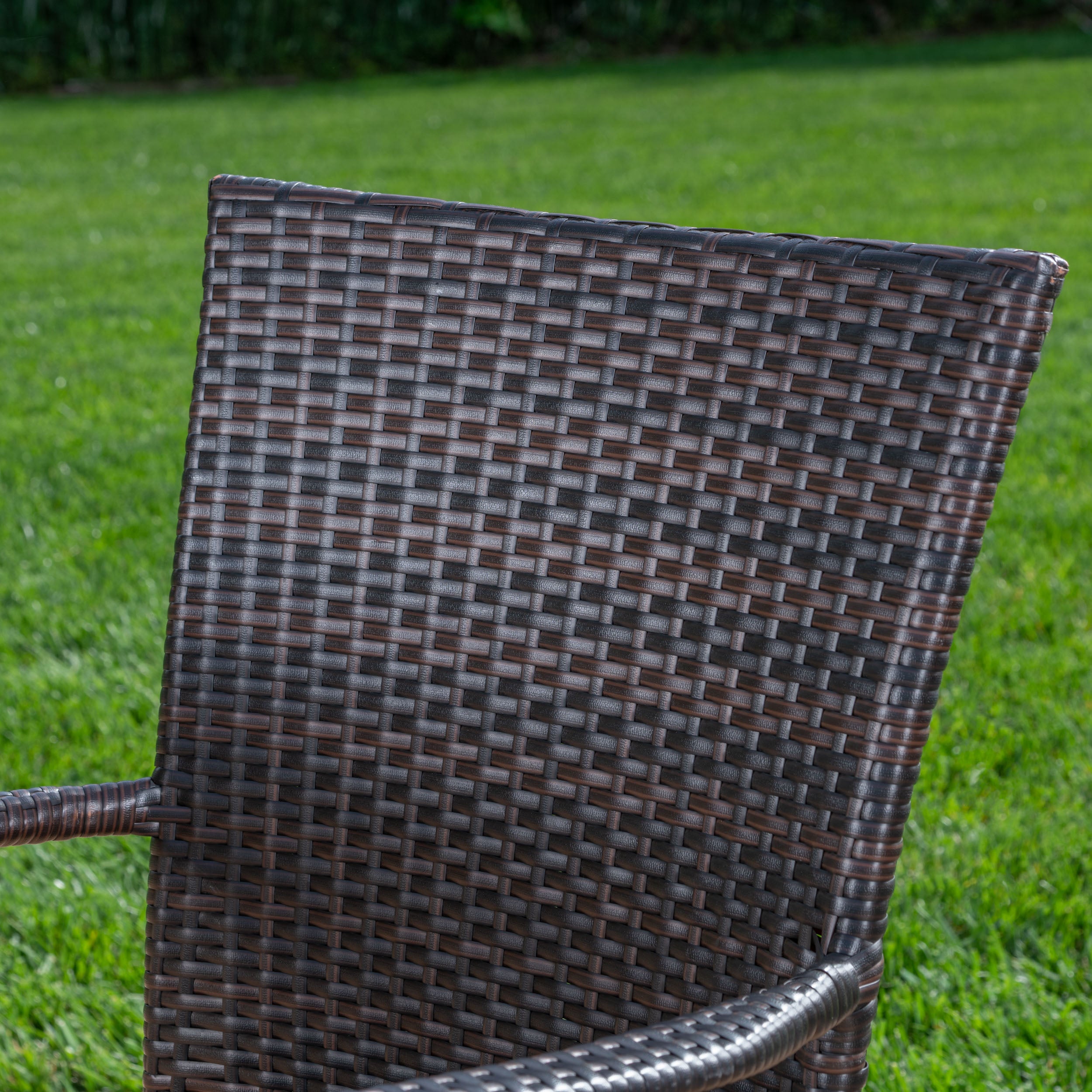 Michael Outdoor 3 Piece Acacia Wood/ Wicker Bistro Set, Teak Finish and Multibrown