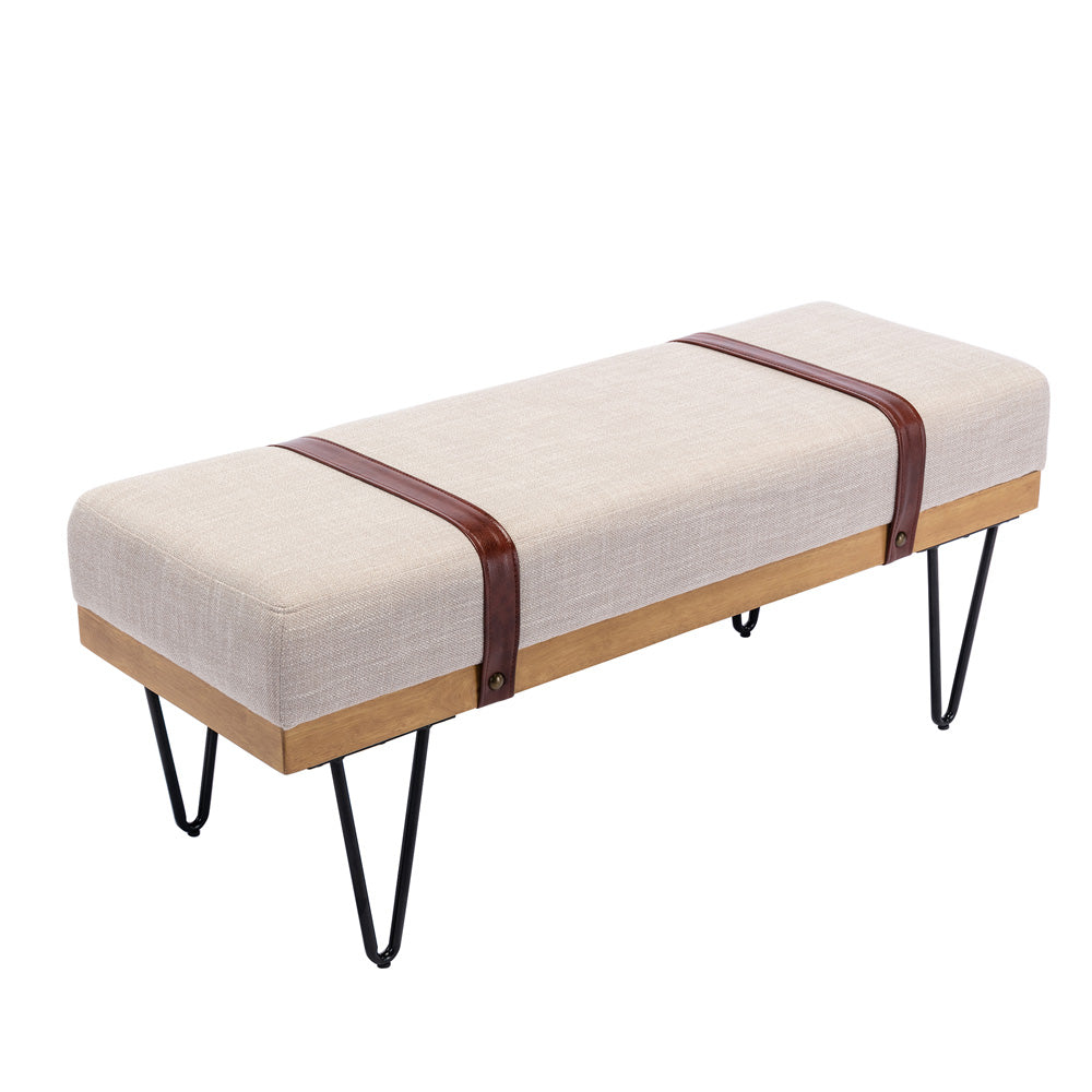 iYofe End of Bed Bench for Bedroom, Faux Leather Upholstered Bedroom Bench, Modern Entryway Bench with Metal Legs and 44