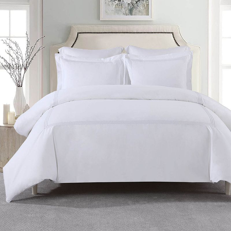 Adeline Percale Embroidered Duvet Cover Set - Made in Egypt