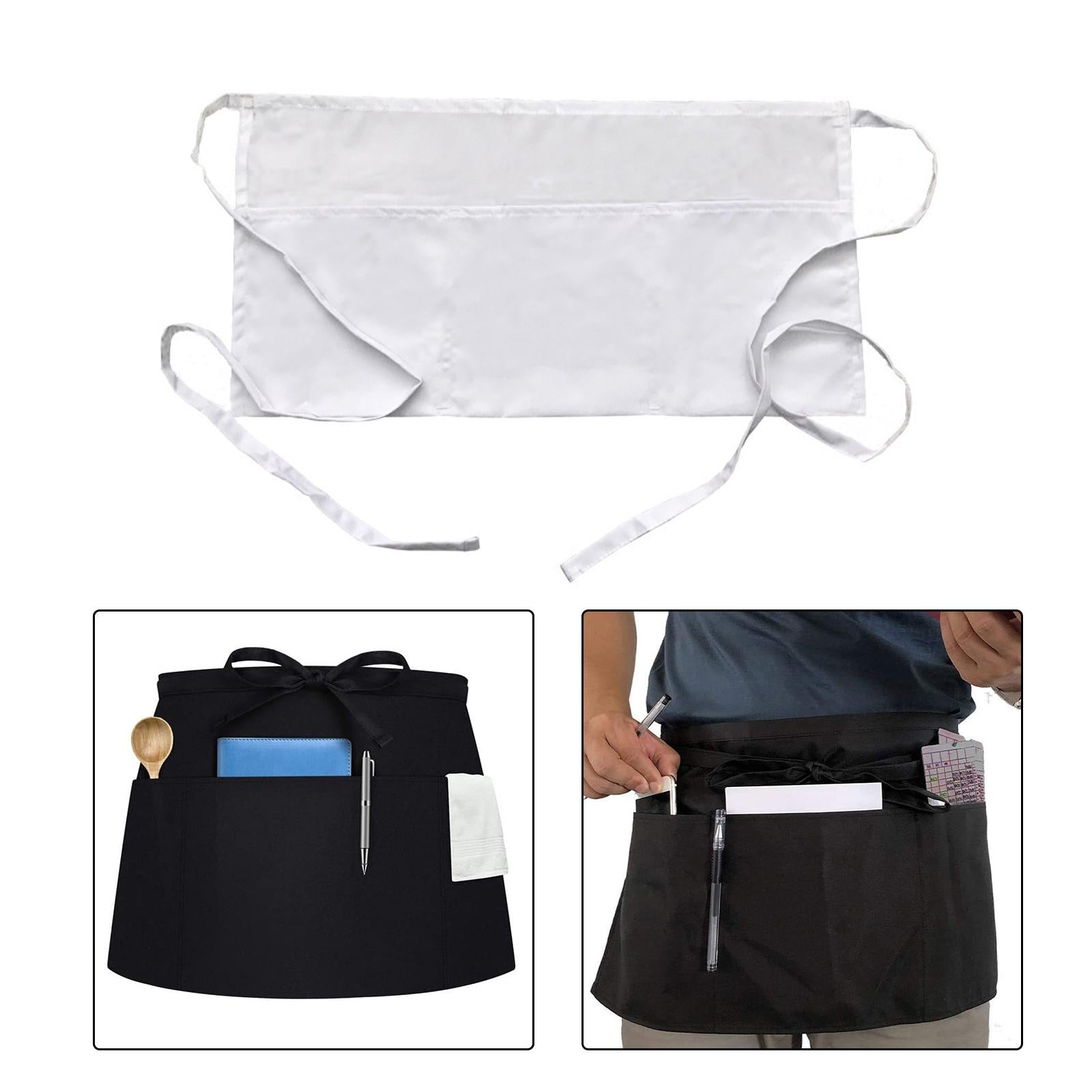 Half Length Apron Comfortable Classic Farmhouse Chef Apron for Gardening BBQ White