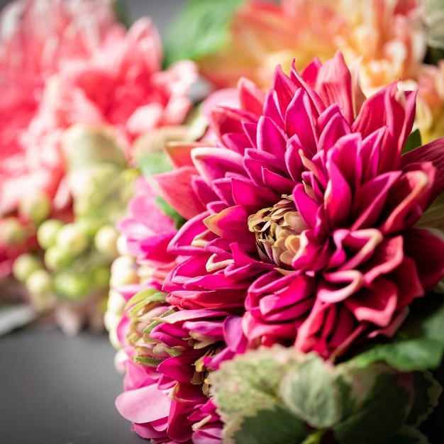 Artificial Bright Dahlia Bush Set Of 3