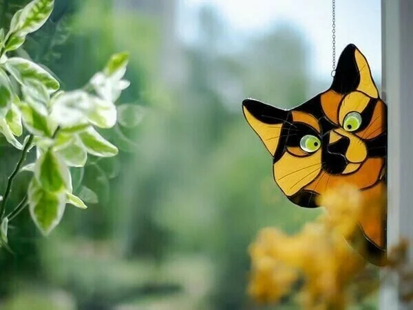 🔥 BIG SALE - 40% OFF🔥🔥Hot Sale-😻Handmade Stain Cat Suncatcher For Window