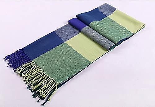 Women's Fashion Long Shawl Big Grid Winter Warm Lattice Large Scarf Green -