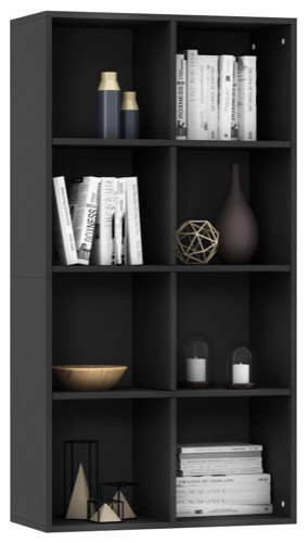 vidaXL Book Cabinet Sideboard Bookshelf Wall Bookcase Black Engineered Wood   Transitional   Bookcases   by vidaXL LLC  Houzz