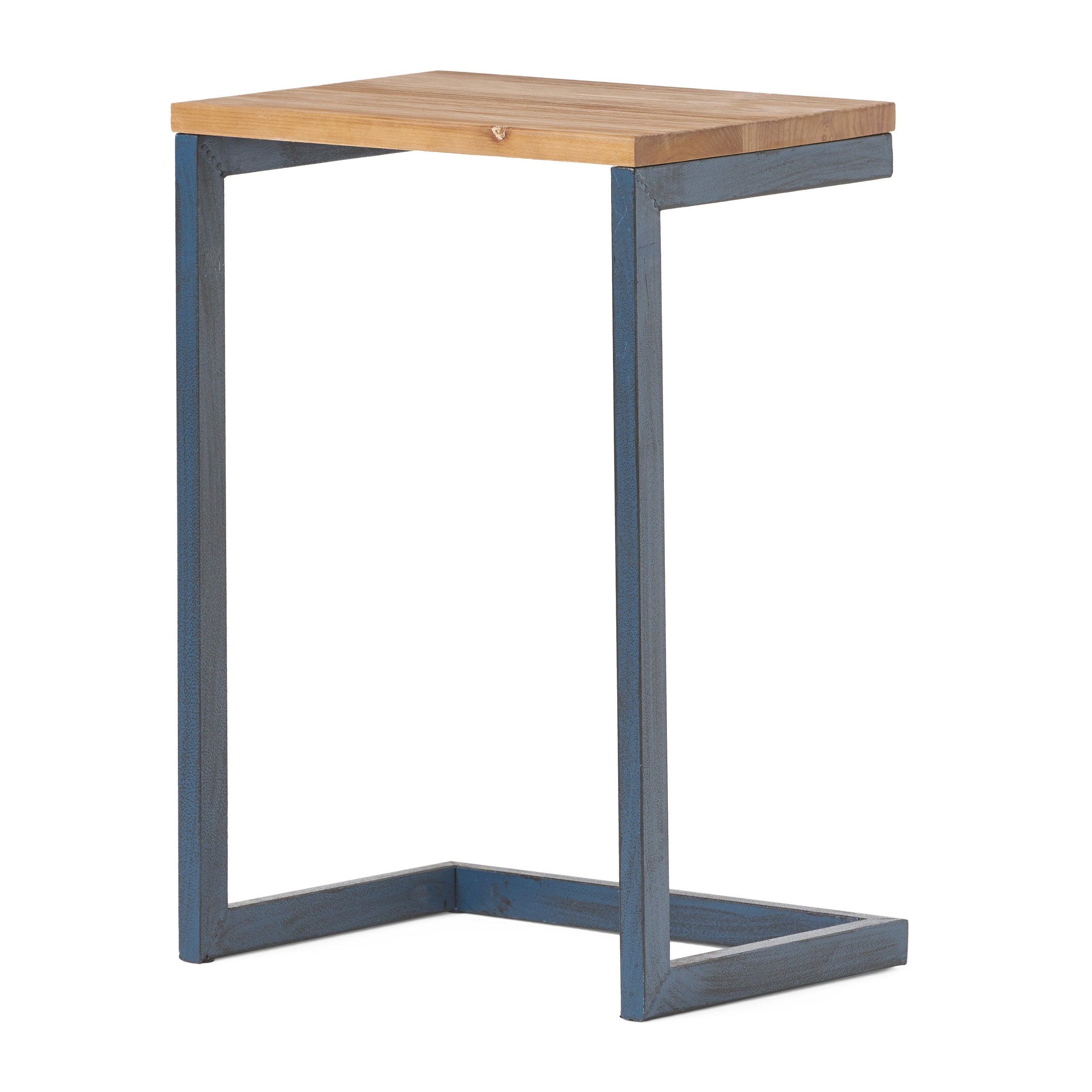 Ramona Modern Industrial Firwood C-Shaped Accent Side Table with Iron Frame