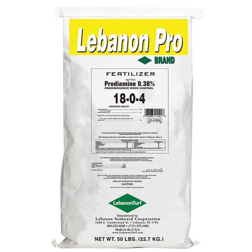 Lebanon Pro 50 lbs. Fertilizer with Prodiamine 0.38 Preemergence Weed Control 18-0-4 (20-Bags256000 sq. ft.Pallet) 2242206