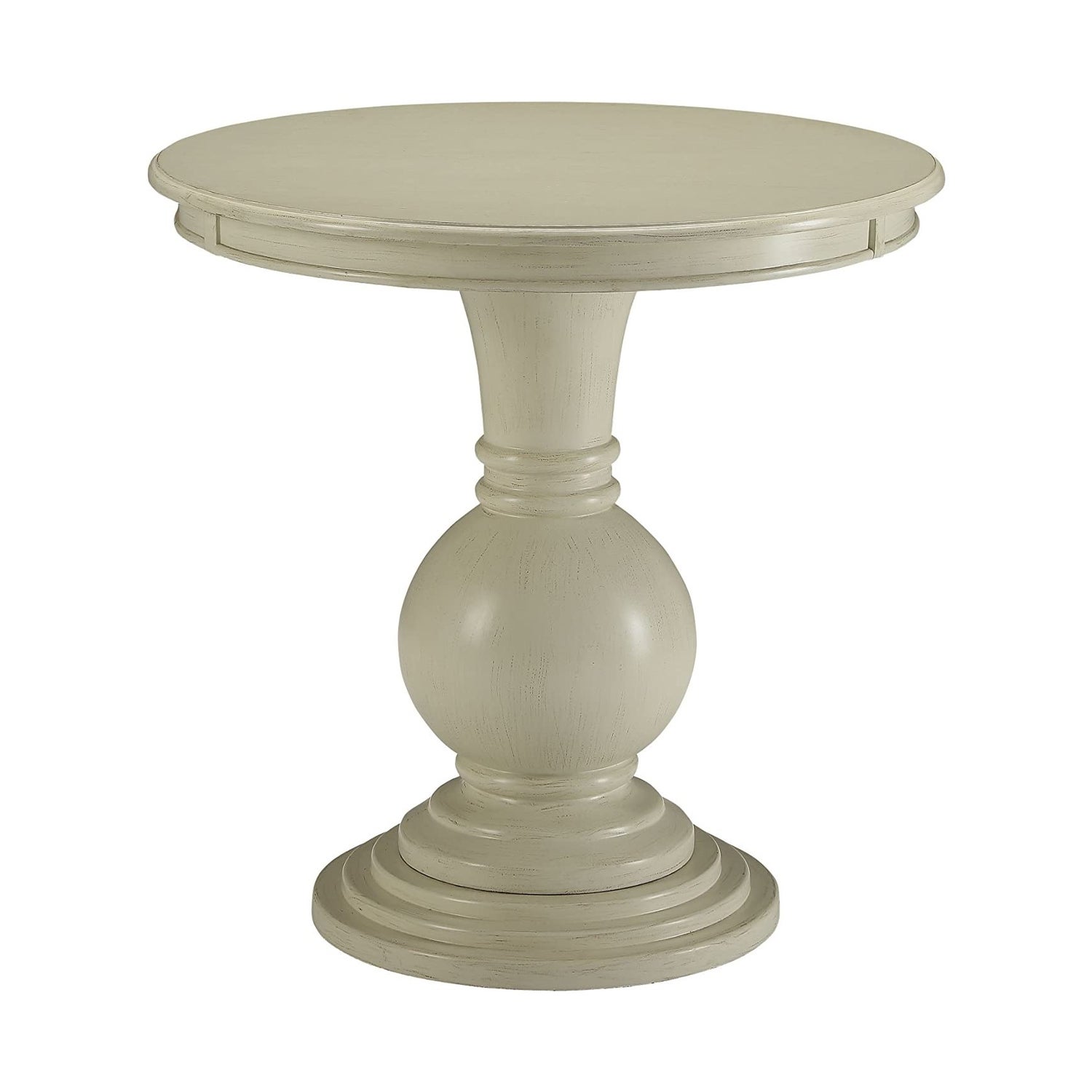 Round Wooden Pedestal Table in Antique White