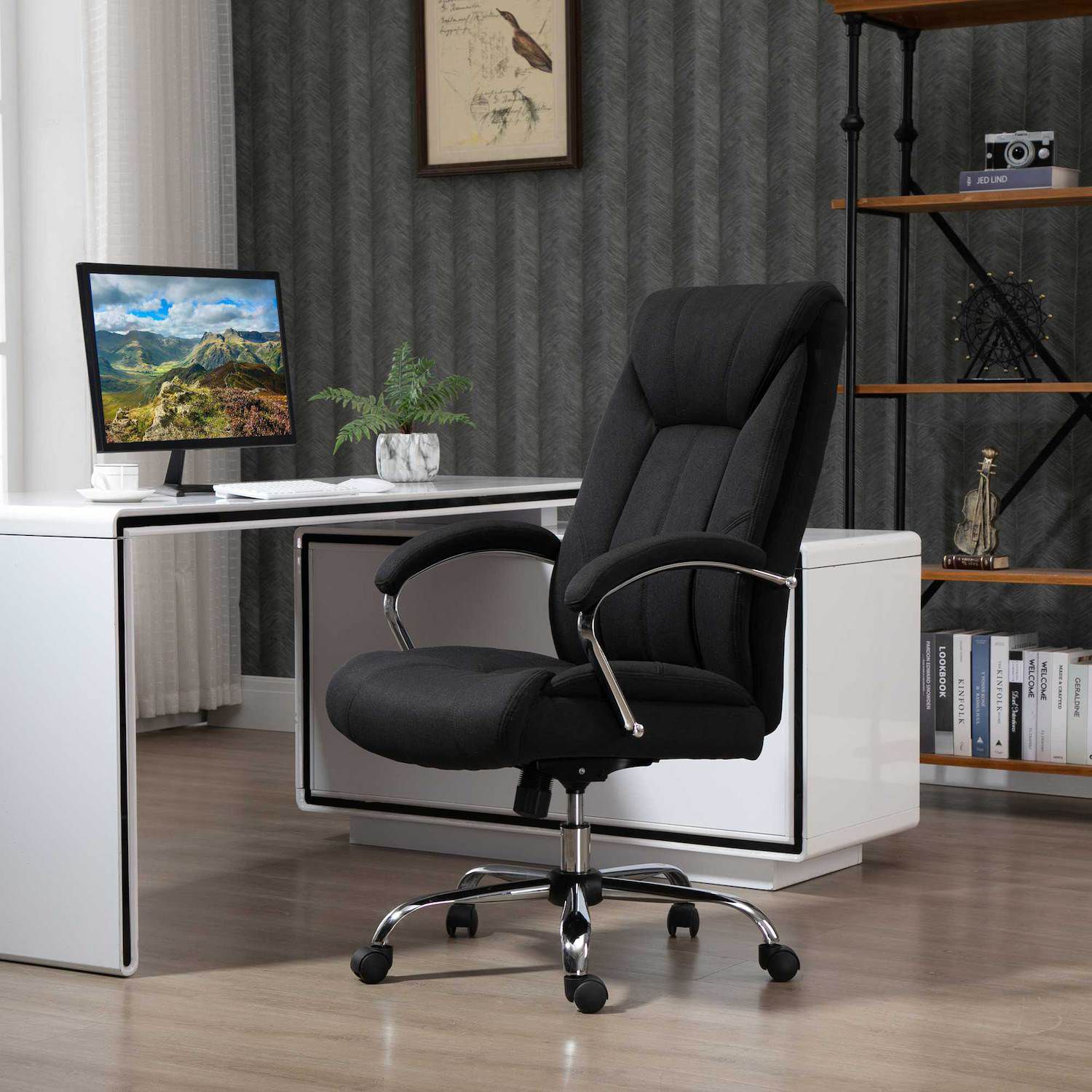 Vinsetto High Back Home Office Chair Computer Desk Chair with Lumbar Back Support and Adjustable Height Black