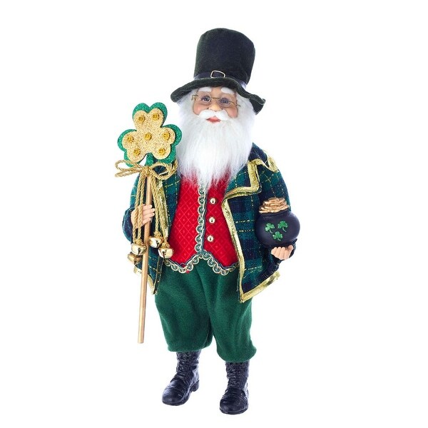 Kurt Adler 18inch Kringle Klaus Irish Santa White Staff