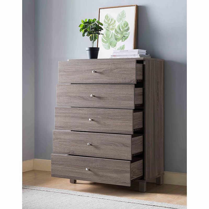 FC Design Dark Taupe Chest with 5 Drawers