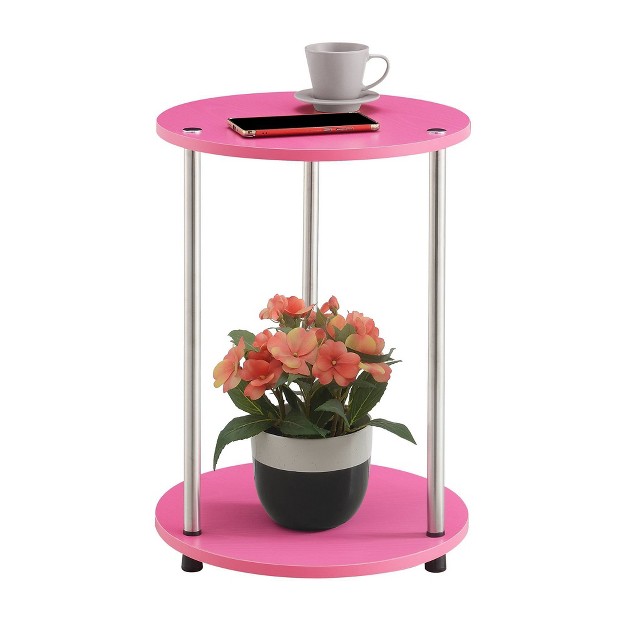 Designs2go No Tools 2 Tier Round End Table Pink chrome Breighton Home