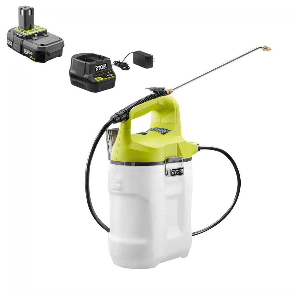 RYOBI ONE+ 18V Cordless Battery 2 Gal. Chemical Sprayer with 2.0 Ah Battery and Charger P2830