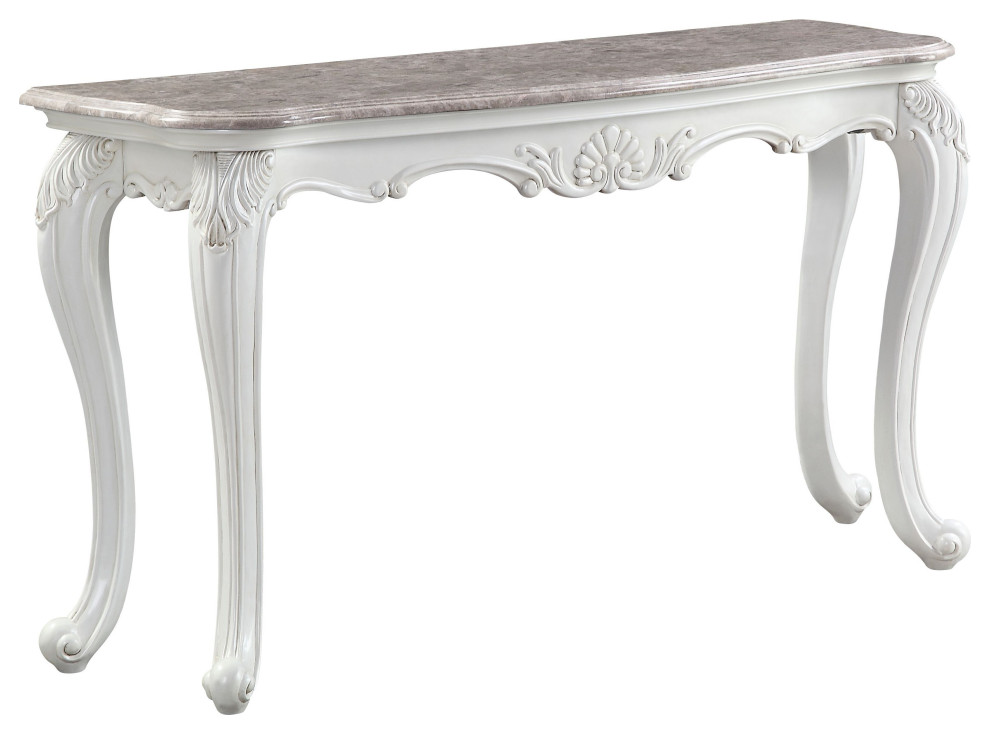 Ciddrenar Sofa Table  Marble Top and White   Victorian   Coffee Tables   by Acme Furniture  Houzz