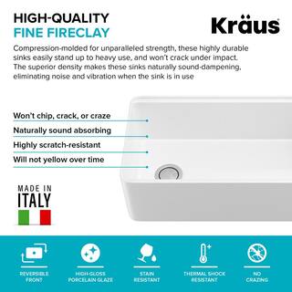 KRAUS Turino Gloss White Fireclay 33 in. Single Bowl Farmhouse Apron Workstation Kitchen Sink with Accessories KFR4-33GWH